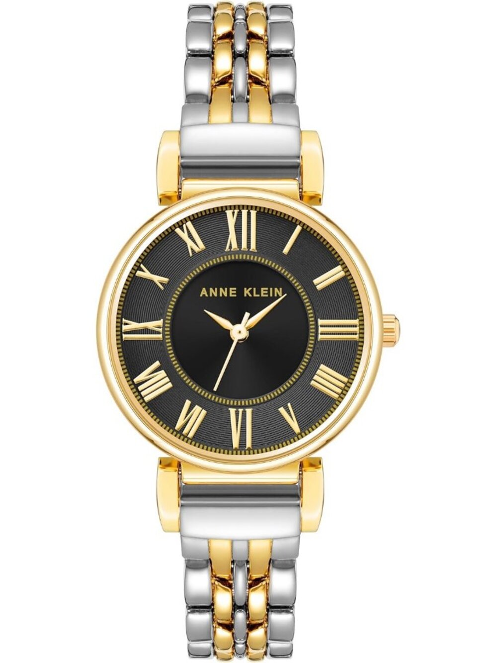 Anne Klein Women's Silver Black Japanese Quartz Roman Numeral Bracelet Watch